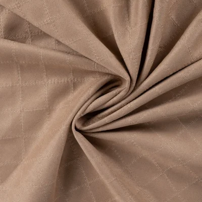 Tissu Suédine Scuba surpiqué motif losanges sur fond Beige - Par 10 cm
