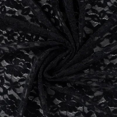 Tissu Dentelle Deluxe uni Noir - Par 10 cm