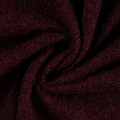 Tissu Laine à bouclette uni Bordeaux - Par 10 cm