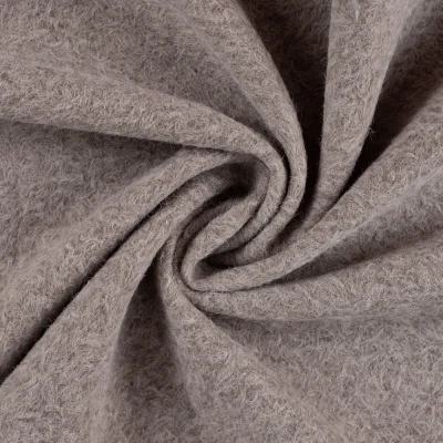Tissu Laine à bouclette uni Taupe chiné - Par 10 cm