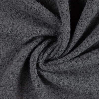 Tissu Laine à bouclette uni Gris anthracite - Par 10 cm