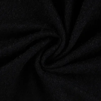 Tissu Laine à bouclette uni Noir - Par 10 cm