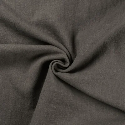 Tissu 100% Lin uni Gris anthracite - Par 10 cm