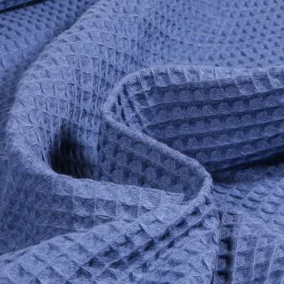 Tissu  Nid d&#039;abeille Bleu denim - Par 10 cm