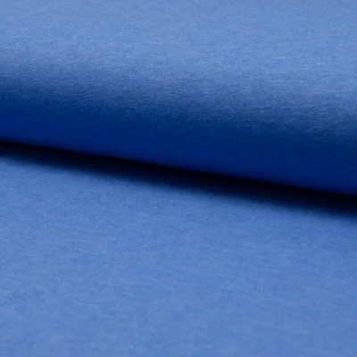 Tissu Jersey Coton Chiné Bleu denim - Par 10 cm