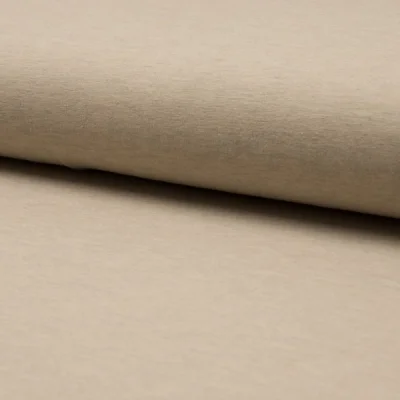 Tissu Jersey Coton Chiné Beige sable - Par 10 cm