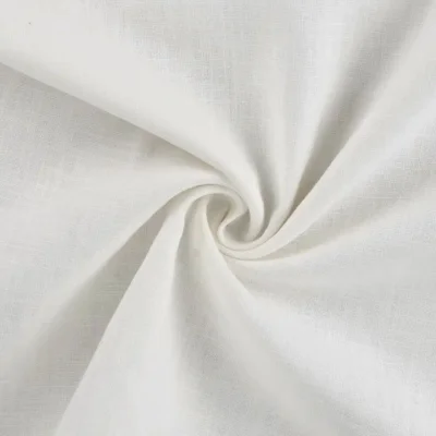 Tissu 100% Lin uni Blanc pur - Par 10 cm