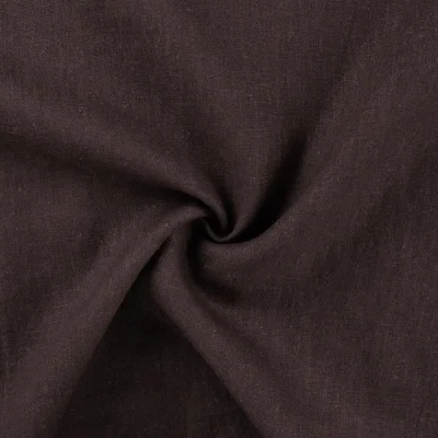 Tissu 100% Lin uni Marron chocolat - Par 10 cm