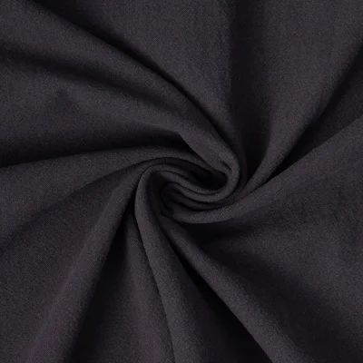 Tissu Coton Lavé aspect Lin uni Noir - Par 10 cm