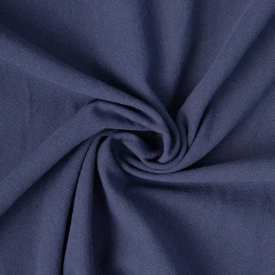 Tissu Coton Lavé aspect Lin uni Bleu marine - Par 10 cm