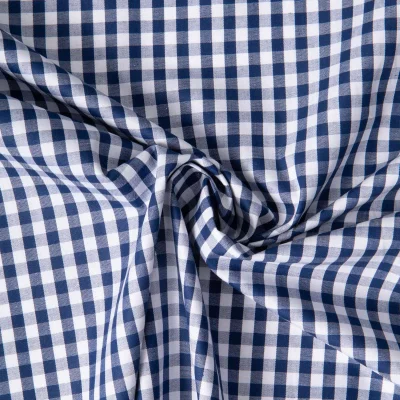 Tissu Vichy Laury Petits carreaux 5 mm Bleu marine - Par 10 cm