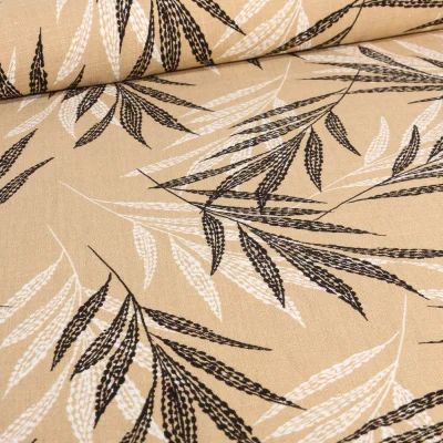 Tissu Viscose Lin Ellya sur fond Beige - Par 10 cm