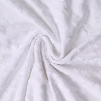 Tissu Jersey Coton Triangles en relief Helena Blanc - Par 10 cm