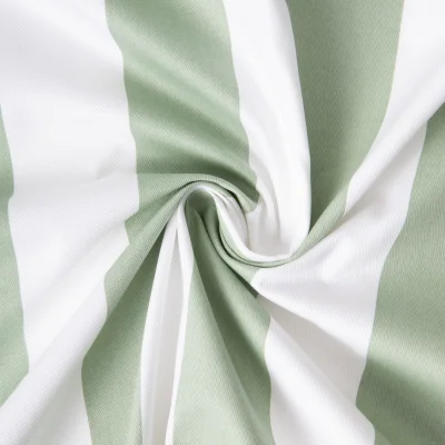 Coupon Tissu Sergé d&#039;ameublement Rayé Vaucluse vert amande sur fond Blanc - Coupon de 50 cm