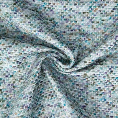 Tissu Jacquard Velours d&#039;ameublement Dublin sur fond Bleu gris - Par 10 cm