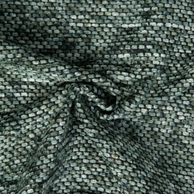 Tissu Jacquard Velours d&#039;ameublement Dublin sur fond Vert kaki - Par 10 cm