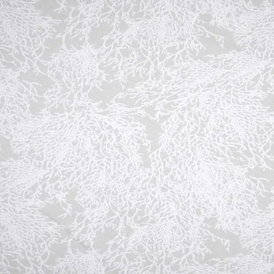 Tissus Toile Savoie blanc Calédonie sur fond Gris clair - Par 10 cm