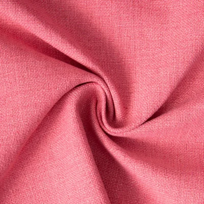 Tissu Toile Polycoton aspect Lin Alix uni Rose corail - Par 10 cm