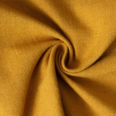 Tissu Toile Polycoton aspect Lin Alix uni Jaune moutarde - Par 10 cm