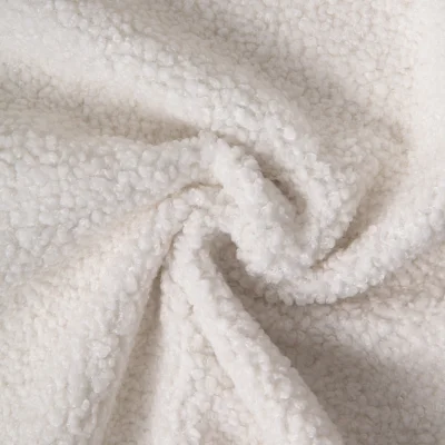 Tissu Bouclette d&#039;ameublement uni Blanc - Par 10 cm
