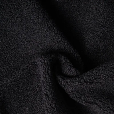 Tissu Bouclette d&#039;ameublement uni Noir - Par 10 cm