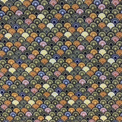 Tissu Coton imprimé Suri sur fond Jaune - Par 10 cm