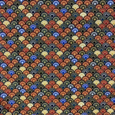Tissu Coton enduit Suri sur fond Multicolore - Par 10 cm