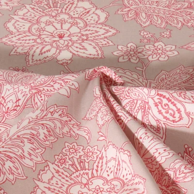 Tissu Coton enduit Sharma fleuris sur fond Gris - Par 10 cm