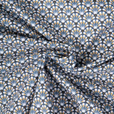 Tissu Coton imprimé Arty éventails Gaudi sur fond Gris - Par 10 cm