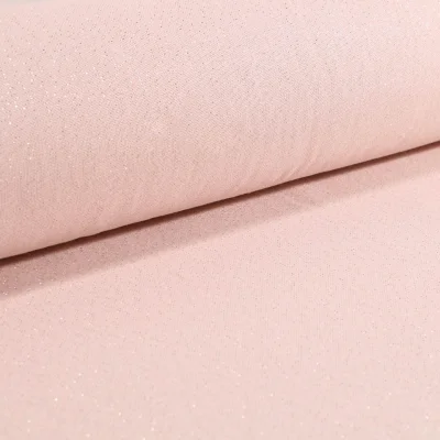 Tissu Toile Polycoton Lurex uni Cubex Rose Nude - Par 10 cm