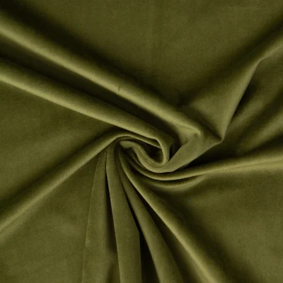 Tissu Velours ras d';ameublement uni Vert olive - Par 10 cm