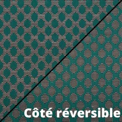 Tissu Jacquard Pois verts sur fond Blanc - Par 10 cm