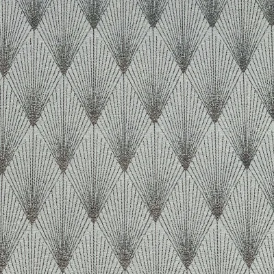 Tissu Jacquard réversible Comète Argent sur fond Blanc - Par 10 cm
