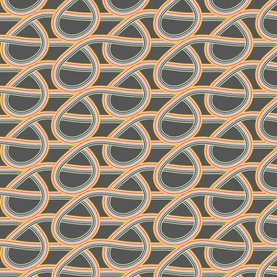 Tissu Viscose Noeud arc en ciel sur fond Gris anthracite - Par 10 cm