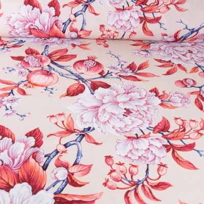 Tissu Toile de Coton Vivienne floral sur fond Ecru - Par 10 cm
