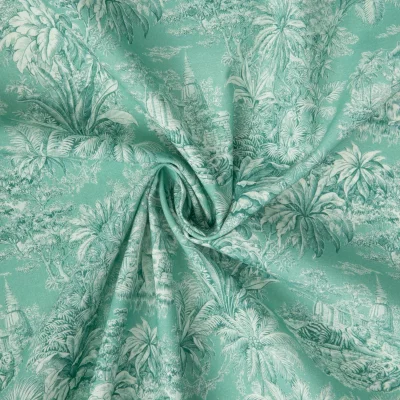 Tissu Coton imprimé digital Mini Maharani sur fond Vert menthe - Par 10 cm