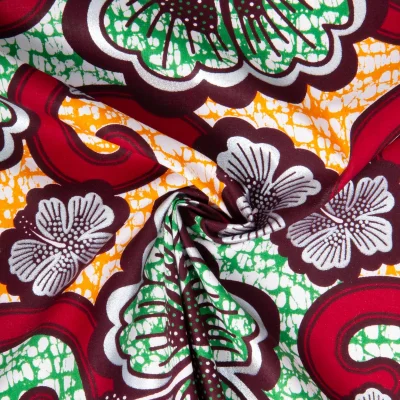 Tissu Coton Wax pailleté Bamako Rouge et argent - Par 10 cm