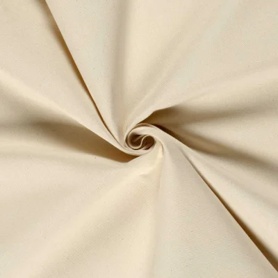 Tissu Toile coton canvas Aria sur fond Blanc cassé - Par 10 cm