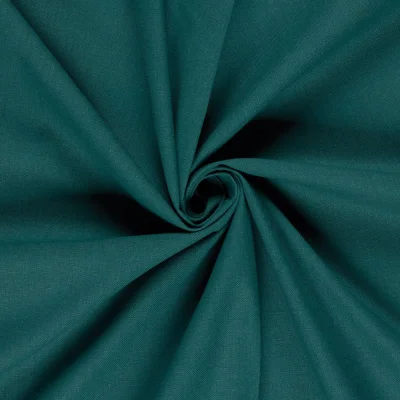 Tissu Toile de Coton recyclé aspect lin uni Vert canard - Par 10 cm