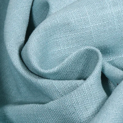 Tissu Ramie Lin uni Bleu céladon - Par 10 cm