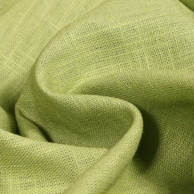 Tissu Ramie Lin unii Vert olive - Par 10 cm