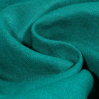 Tissu Ramie Lin uni Vert émeraude - Par 10 cm