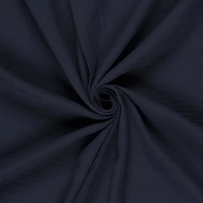 Tissu double gaze uni  Bleu marine - Par 10 cm