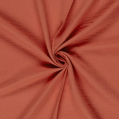Tissu double gaze uni  Corail - Par 10 cm