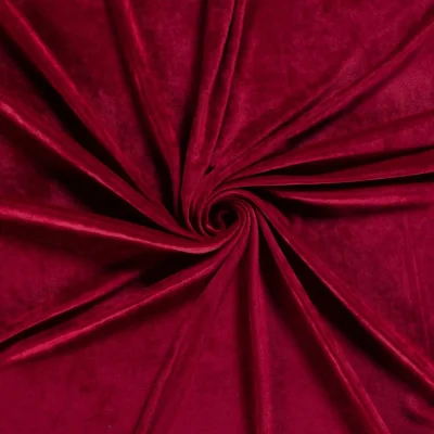 Tissu Velours d&#039;ameublement extensible Alcéa uni Rouge - Par 10 cm