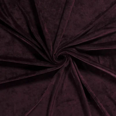 Tissu Velours d&#039;ameublement extensible Alcéa uni Bordeaux - Par 10 cm