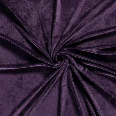Tissu Velours d&#039;ameublement extensible Acéa uni Pourpre - Par 10 cm