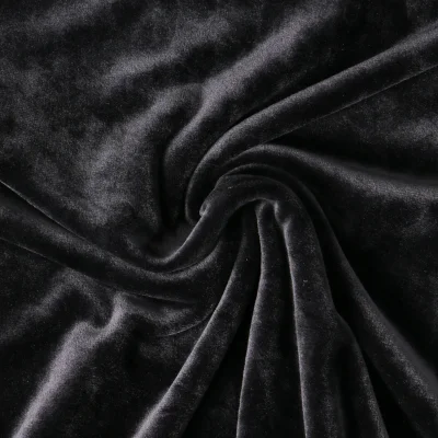 Tissu Velours d&#039;ameublement extensible Alcéa uni Noir - Par 10 cm