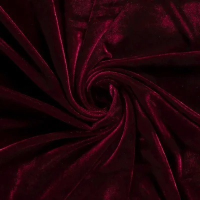 Tissu Velours Jersey uni Bordeaux foncé - Par 10 cm