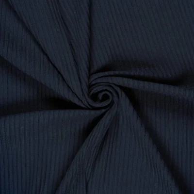 Tissu Jersey Viscose côtelé lourd Oréa uni Bleu marine - Par 10 cm